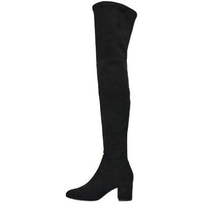 黑色高跟高跟反绒舒适长筒过膝靴