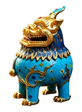 景泰蓝麒麟鎏金桌面摆件