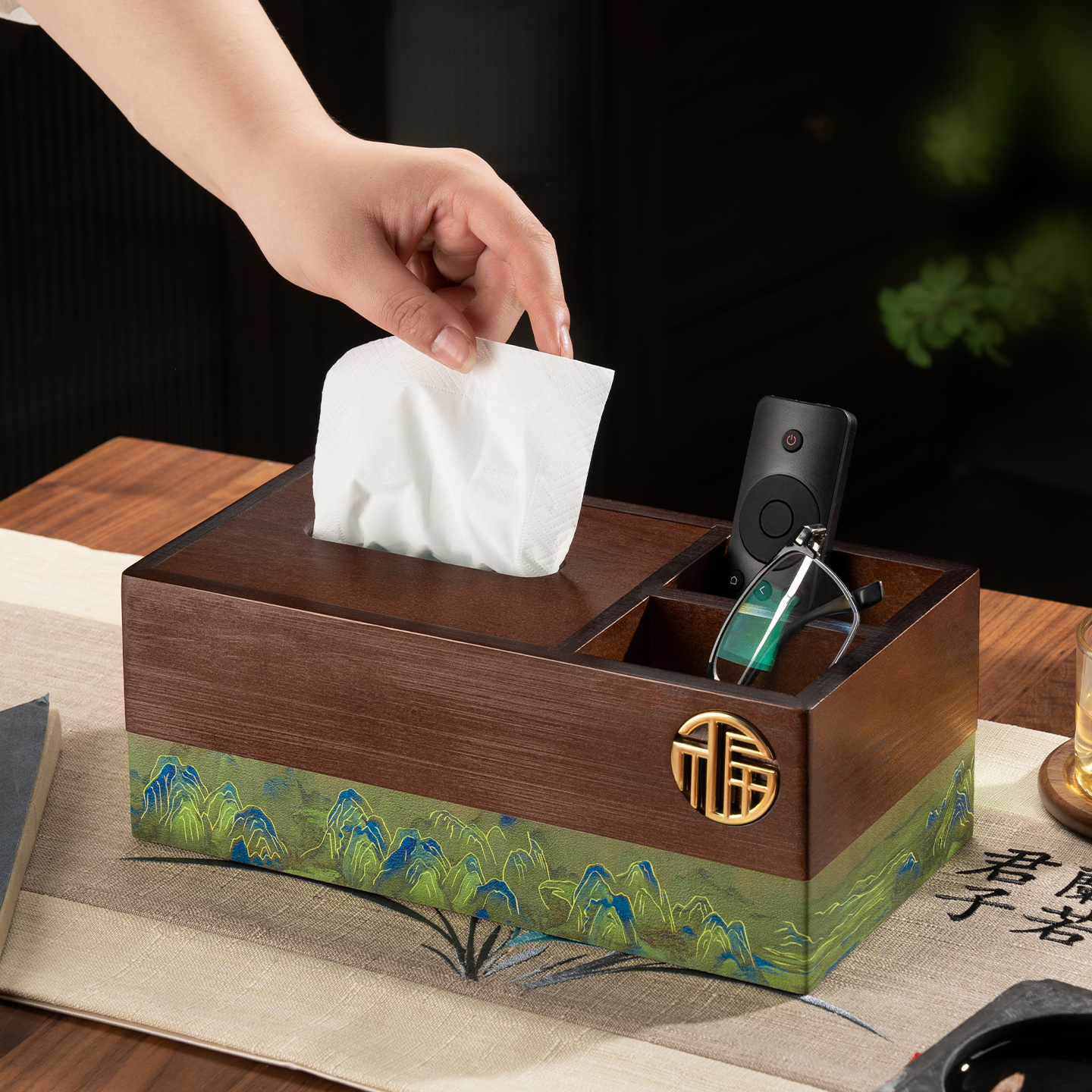 纸巾盒家用客厅高档中式实木多功能遥控器餐巾纸茶几收纳抽纸盒