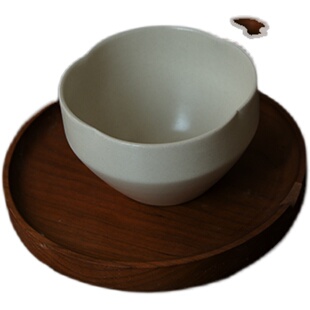 三分静 草木灰釉花口饭碗汤碗中式复古餐具民宿碗不规则米饭碗