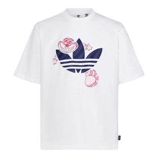 Adidas阿迪达斯三叶草男女短袖夏迪士尼柴郡猫联名圆领T恤 KY8305