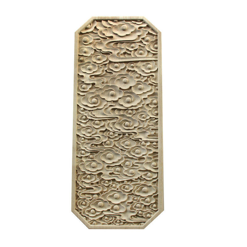 东阳实木祥云花片木雕新中式方形云纹浮雕门板大门装饰实木贴花格