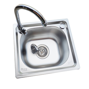 不锈钢水槽小单槽厨房洗菜盆阳台洗碗池简易单槽 水盆套餐带支架