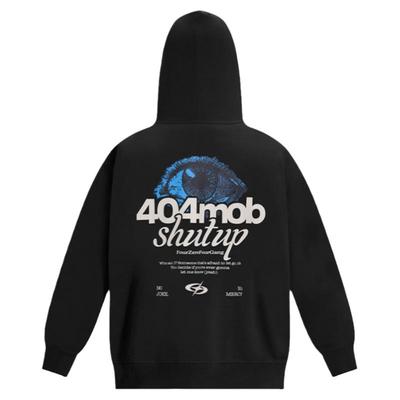 404MOB印花加厚连帽卫衣