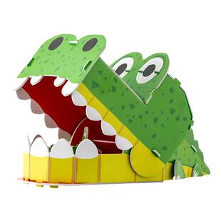 3D立体拼图动物鳄鱼儿童手工diy纸质拼装模型幼儿园早教益智玩具