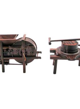 风车石磨木雕创意模型工艺品摆件