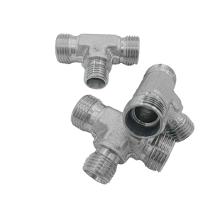 液压高压油管接头变径三通H型24度锥卡套式外丝螺纹大小头碳钢AC