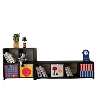 电视柜可DIY格子柜自由组合家用钢制阳台书柜中古风收纳卡莱克柜