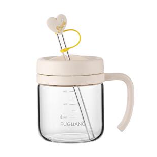 富光水杯女2025新款便携杯子高颜值高硼硅玻璃吸管杯办公室泡茶杯