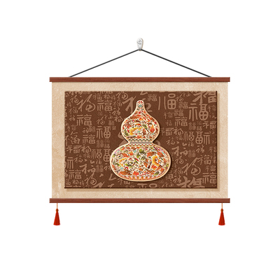 中古风葫芦福禄餐厅装饰画电表箱