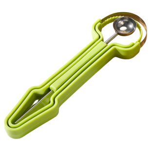 不锈钢三合一水果分割器家用多功能挖球器挖球勺水果取肉雕花工具