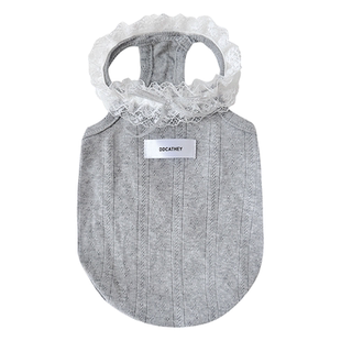 袋袋猫 格雷系芭蕾miu风宠物T恤 蝴蝶结纯棉吊带小体狗狗夏季衣服