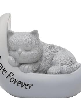 爱宠安睡户外庭院纪念碑宠物狗狗猫咪去世怀念悼念仿石树脂小摆件