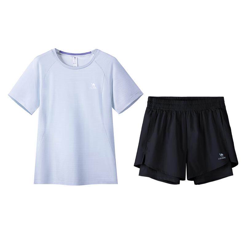 骆驼女士速干防走光运动套装夏款
