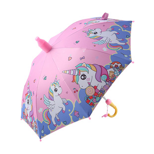 可爱儿童雨伞男女孩卡通长柄伞幼儿园小学生防晒全自动黑胶晴雨伞