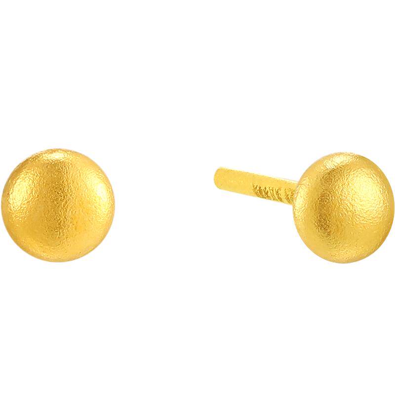 赛菲尔黄金古法耳饰足金999.9金珠金豆古法金耳针养耳棒耳饰