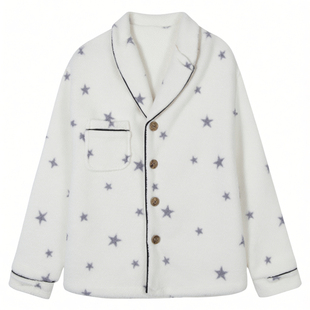 法式珊瑚绒睡衣少女2025款超火星星加绒加厚秋冬长袖家居服礼盒装