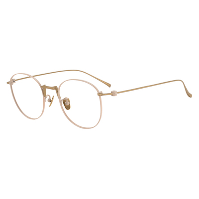 长岛冰茶！7.5克奶色日本超轻纯钛女复古防蓝光大框近视圆眼镜框