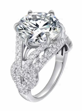 925银镀金莫桑石10克拉女王戒