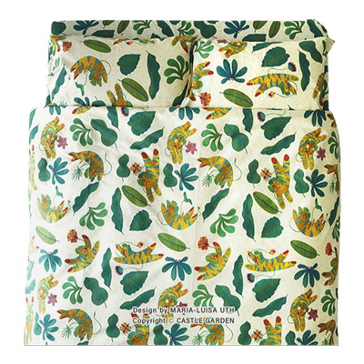 CASTLE GARDEN推荐设计师原创竹节棉全棉床上用品四件套 丛林小虎