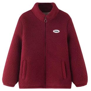 妈妈羊羔毛外套冬季中老年加绒加厚棉服女奶奶秋冬摇粒绒保暖棉衣