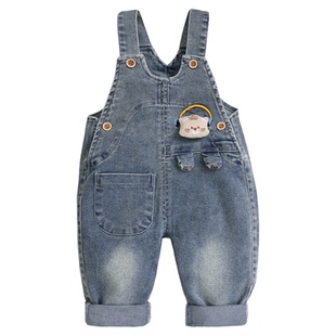 男女宝宝牛仔背带裤婴幼儿小童裤子可开裆可爱洋气2025春秋新款