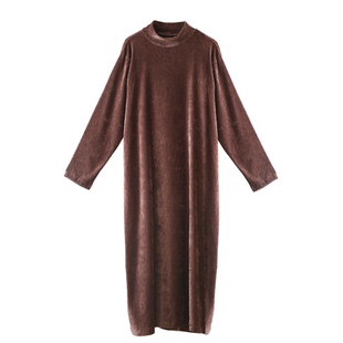 高级感气质简约咖色2026早春袍子连衣裙原创设计宽松显瘦大码女装