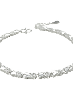 99纯银手链ins小众手饰礼物铜钱