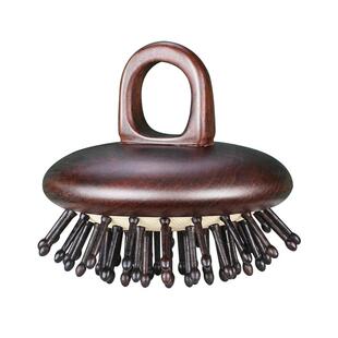 天然檀木梳子按摩头皮经络防头部脱发头疗气垫木梳便携气囊指环梳