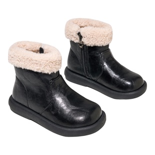 红蜻蜓女童鞋2025秋冬新款儿童靴子加绒雪地靴毛毛短靴保暖皮靴