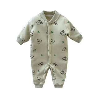 婴儿秋冬衣服加绒婴幼儿秋装一体绒保暖冬装男女宝宝连体衣外出服