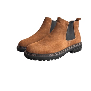 秋冬新款厚底切尔西靴男短靴英伦风真皮工装靴套筒马丁靴男士靴子