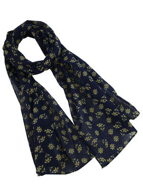轻薄田园碎花围巾女细窄长条领巾