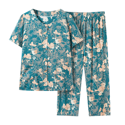 中老年人奶奶夏季绵绸短袖套装