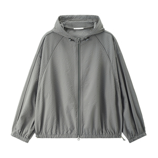 设计师款佐丹奴休闲外套男春季新款泡泡纱宽松连帽夹克男18075811