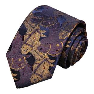 真丝手工复古紫色设计感小众战马领带男士高档正装商务新郎结婚款