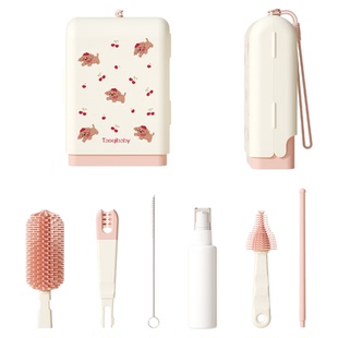 taoqibaby便携奶瓶刷新生婴儿专用宝宝奶嘴刷旅行硅胶清洗刷套装