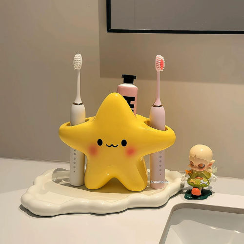 可爱星星电动牙刷架家用卫生间洗漱台牙具收纳筒陶瓷牙刷底座支架