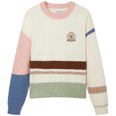teenieweenie马卡龙撞色毛衣
