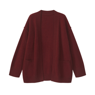 艾文文IRIS腔调2026新款秋冬女装绵羊毛牦牛绒宽松慵懒针织外套