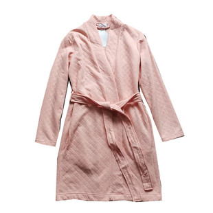 外贸原单出口欧美女士春夏秋季棉混纺菱格翻领短款浴袍睡袍