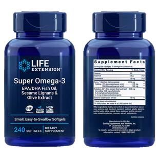 美国直邮life extension 240粒深海鱼油软胶囊Omega-3 EPA DHA