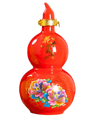 空酒瓶葫芦陶瓷1斤牡丹密封容器