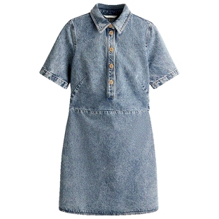 HM女装连衣裙春季翻领法式衬衫裙修身牛仔短裙1265600