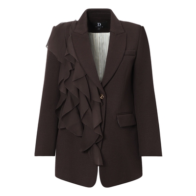 IDPAN复古通勤荷叶边西装外套