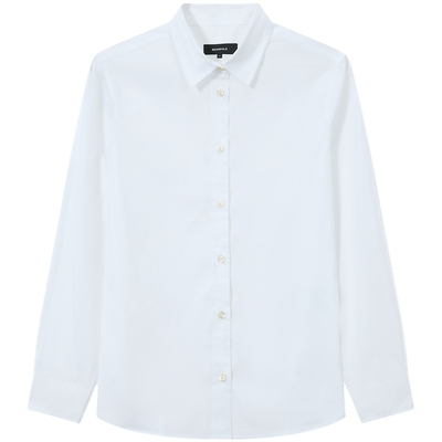 滨波长袖棉混纺素色衬衫