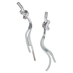 方圆脸夸张长款锆石流苏耳饰无耳洞女蚊香盘耳夹气质大女主设计感