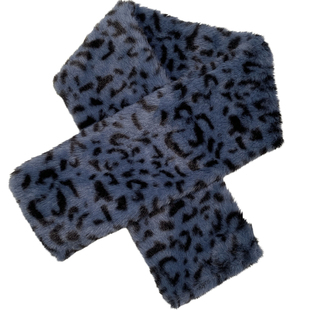 2025秋冬雾霾蓝豹纹毛绒围巾仿皮草保暖围脖清冷高级感韩系百搭
