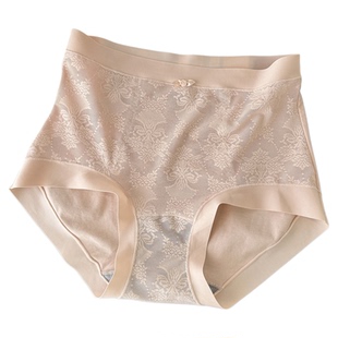 彩田内裤女秋新款蕾丝拼接莫代尔棉质轻奢性感轻收腹高腰三角裤