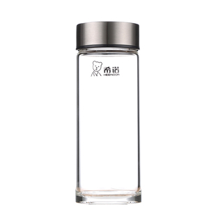 希诺玻璃杯子单层便携透明水杯创意带盖耐热男女车载茶杯办公家用